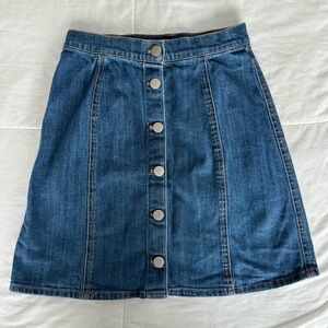 Denim Button-Front Skirt